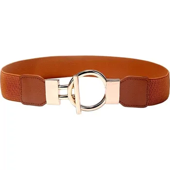 Opasek Elastický Dámský Pásek na Šaty, Zlatá Kovová Spona, 62-95 cm, 4 cm Šířka