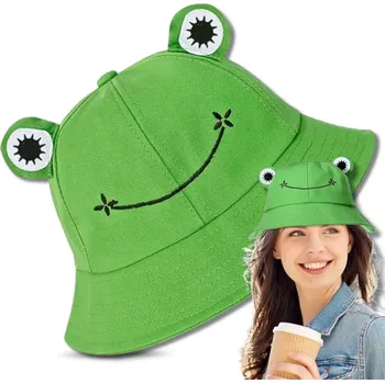 Klobouk Camerazar Univerzální Rybářský Klobouk BUCKET HAT Froggy frog, Zelená, Polyester/Bavlna, Obvod 52-58 cm