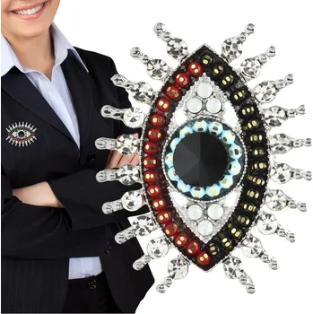 Brož Camerazar Brož ve tvaru oka se stříbrným zirkonem a korálkovým detailom