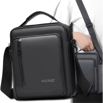 Pánská aktovka Pánská taška přes rameno, černá, syntetický materiál Nylon-Oxford, 19x24x7 cm