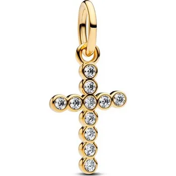 Přívěsek Zlacený přívěsek PANDORA Kříž se zirkony 764063C01