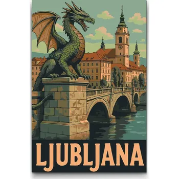 Malování podle čísel - Plakát Lublaň Velikost: 40x60cm, Rámování: Pouze srolované plátno