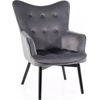 Křeslo Křeslo Carmen Velvet z masivu šedé/černé