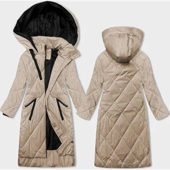 Světle béžová dlouhá dámská zimní bunda (5M3168-84) odstíny béžové S (36)