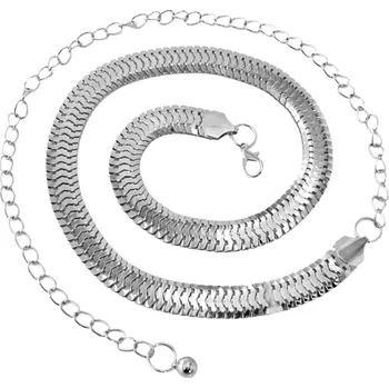 Opasek Dámský stříbrný opasek s kovovým řetězem, délka 110 cm, šířka 1,6 cm, materiál kov