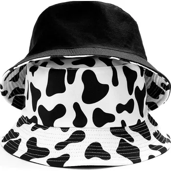 Čepice Oboustranný Rybářský Klobouk BUCKET HAT, Bílá/Černá, Polyester/Bavlna, Univerzální Velikost 55-59 cm