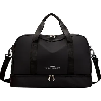 Cestovní taška Prostorná Cestovní Taška do Posilovny, Černá, Nylon, 50x31x24 cm