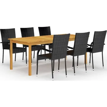 Zahradní sestava zahrada-XL 7dílný zahradní jídelní set černý 3067878