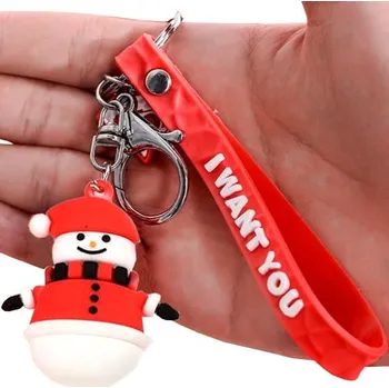 Vánoční sněhulák Olaf peněženka na klíče, stříbrný pásek, syntetický materiál a slitina obecných kovů, 30x20 mm