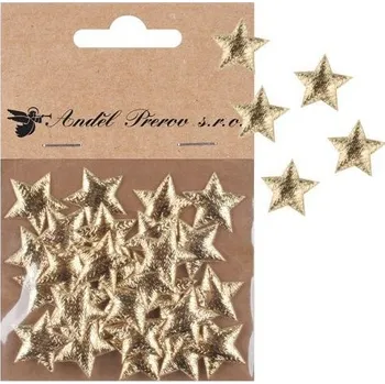 Vánoční dekorace Hvězdičky látkové o 2 cm, 30 ks v sáčku, zlaté