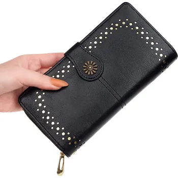 Peněženka Velká dámská peněženka z ekologické umělé kůže, 15 přihrádek, rozměry 19.3x10x3.5 cm