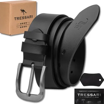 Opasek Camerazar Pánský kožený opasek do kalhot TRESSARI 100% přírodní kůže černý