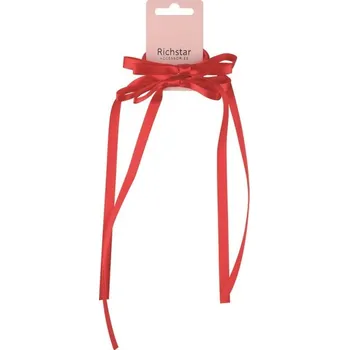 Mašle do vlasů na gumičce červená 10,5 x 1 cm + 24 cm stuha, 2 ks