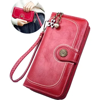 Peněženka Velká dámská peněženka z ekokůže s klíčenkou, červená, 19.3x10x3.5 cm