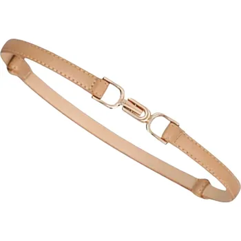 Opasek Nastavitelný dámský opasek z přírodní kůže, béžová, šířka 1,4 cm, délka 95 cm