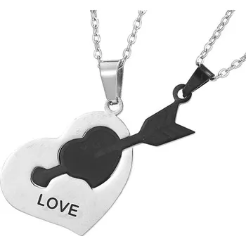 Náhrdelník Náhrdelník pro páry Srdce BEST FRIENDS z chirurgické oceli, 1,5 x 2,5 cm, s prodloužením 44 cm + 5 cm