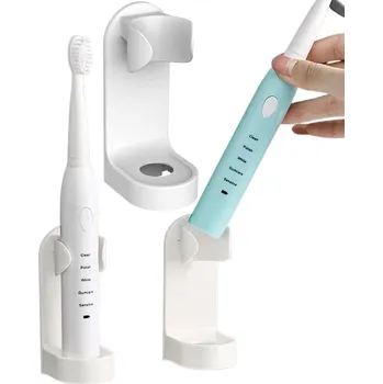 Držák na kartáček Univerzální Nástěnný Držák pro Elektrický Zubní Kartáček, Matný Bílý, Odolný Plast, 4.7x9.7x3.3 cm