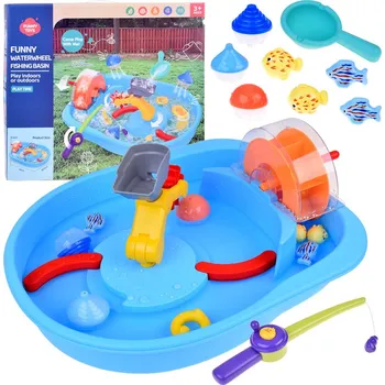 Hračka pro nejmenší Funny Toys Modrý vodní stolek s mlýnským kolem a rybičkami