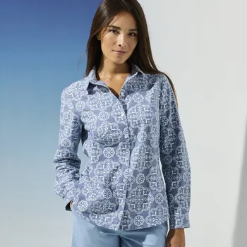 Dámské oblečení Košile ze šambré s potiskem modrá 38