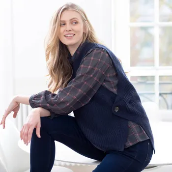 Dámský svetr Pulovr bez rukávů, mohérový na dotek nám. modrá 34/36