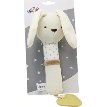 plyšák Teddies Pískátko/kousátko zajíc plyš 25cm žluté na kartě v sáčku