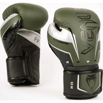 Boxerské rukavice Boxerské rukavice VENUM ELITE Evo - khaki/stříbrné - VENUM-04260-578 Velikosti: 8 oz
