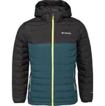Pánská zimní bunda Columbia POWDER LITE II HOODED JACKET XXL Tmavě zelená, Černá, Bílá