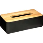 Box na kapesníky Natureo Black, 26x9x13 cm, černá/s dřevěnými prvky