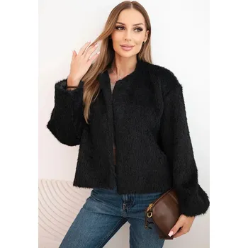 Dámská kožešinová bunda bez zapínání černá UNI