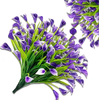 umělá květina Camerazar Fialové umělé květiny lilie a kala 5ks dekorativní kytice