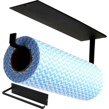 Věšák Camerazar Univerzální kuchyňský držák na fólii a papírové utěrky, chirurgická ocel, černý matný, 26x7x6 cm