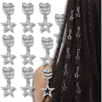 Ozdoba do vlasů Camerazar Stylové stříbrné prsteny a ozdoby do vlasů s korálky – 10 kusů pro vaše dredy