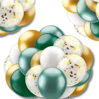 Balónek Sada 60 zelených balónků s konfetami, latex, průměr 25 cm