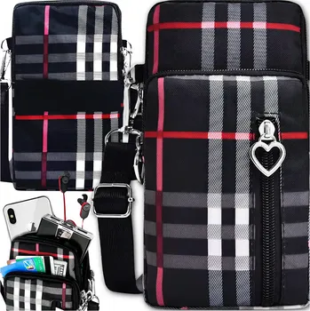 Kabelka Camerazar Prostorný organizér na telefon, taška přes rameno, kostkovaný vzor, černá