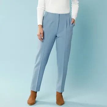 Dámské kalhoty Jednobarevné cigaretové kalhoty, pro menší postavu břidlicová 46