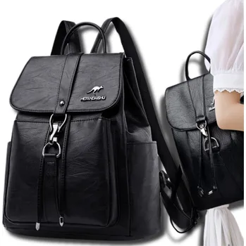 Městský batoh Elegantní Dámský Batoh z kvalitní umělé kůže, Černý, 32x29x14 cm