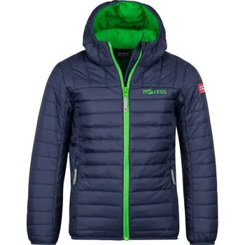 Dívčí oblečení Trollkids Kids Eikefjord Jacket navy/bright green (463-100) ultralehká dětská přechodná bunda pro chlapce/dívky 164