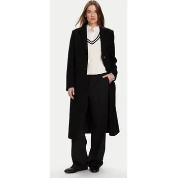 Dámský kabát Tommy Hilfiger Vlněný kabát Classic WW0WW47445 Černá Regular Fit 38