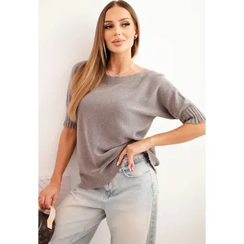 Dámský svetr Dámský svetr z viskózy s krátkým rukávem cappuccino UNI