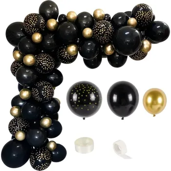 Balónek Sada na vytvoření girlandy z 87 balónků, černá a zlatá, latex