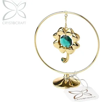 Figurka Čtyřlístek v kruhu 8,2 cm - zelený kříšťál