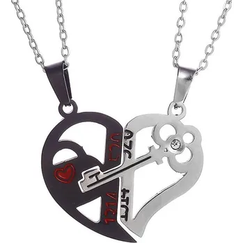 Šperk Náhrdelník z chirurgické oceli BEST FRIENDS s klíčem Srdce, délka 50 cm, antialergický