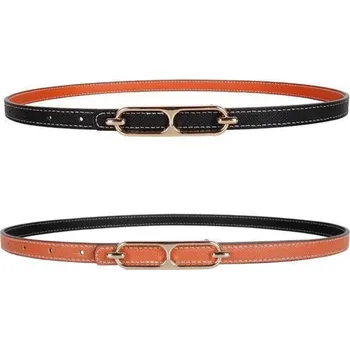 Opasek Oboustranný dámský opasek z přírodní kůže, dvoubarevný, s zlatou sponou - 4 cm široký, 105 cm dlouhý