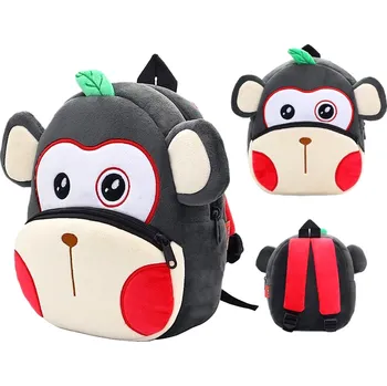 Dětský batoh Plyšový dětský batoh Opička, šedá barva, polyester, rozměry 26x24x10 cm