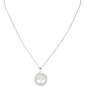 Náhrdelník Camerazar Dámský stříbrný náhrdelník z chirurgické oceli se stromem se zirkony