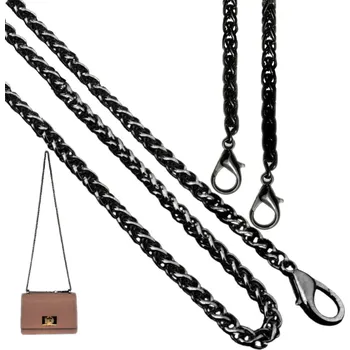 Kabelka Dlouhý kovový popruh na kabelku s karabinami, černý, 100 cm