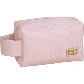 Kosmetická taška Camerazar Elegantní Růžová Kosmetická Taška z Ekokůže s Přihrádkami a Uchem, 18x12.5x7.5 cm