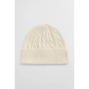 Kšiltovka ČEPICE GANT WOOL CABLE BEANIE CREAM