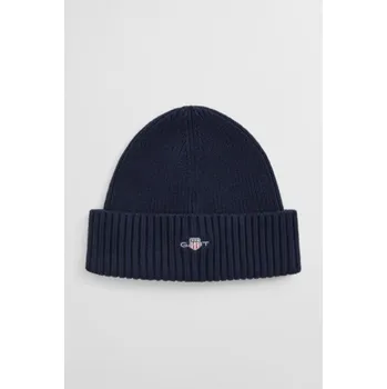 Kšiltovka ČEPICE GANT COTTON BLEND LOGO BEANIE MARINE