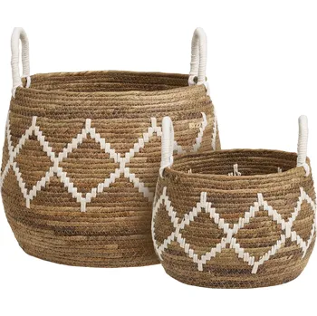 Úložný box House Nordic Set 2 košíků s uchy, z proutí, přírodní, Altea